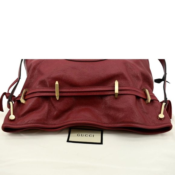 GUCCI  Horsebit 1955 Leather Messenger Bag Red - Picture 4 of 13